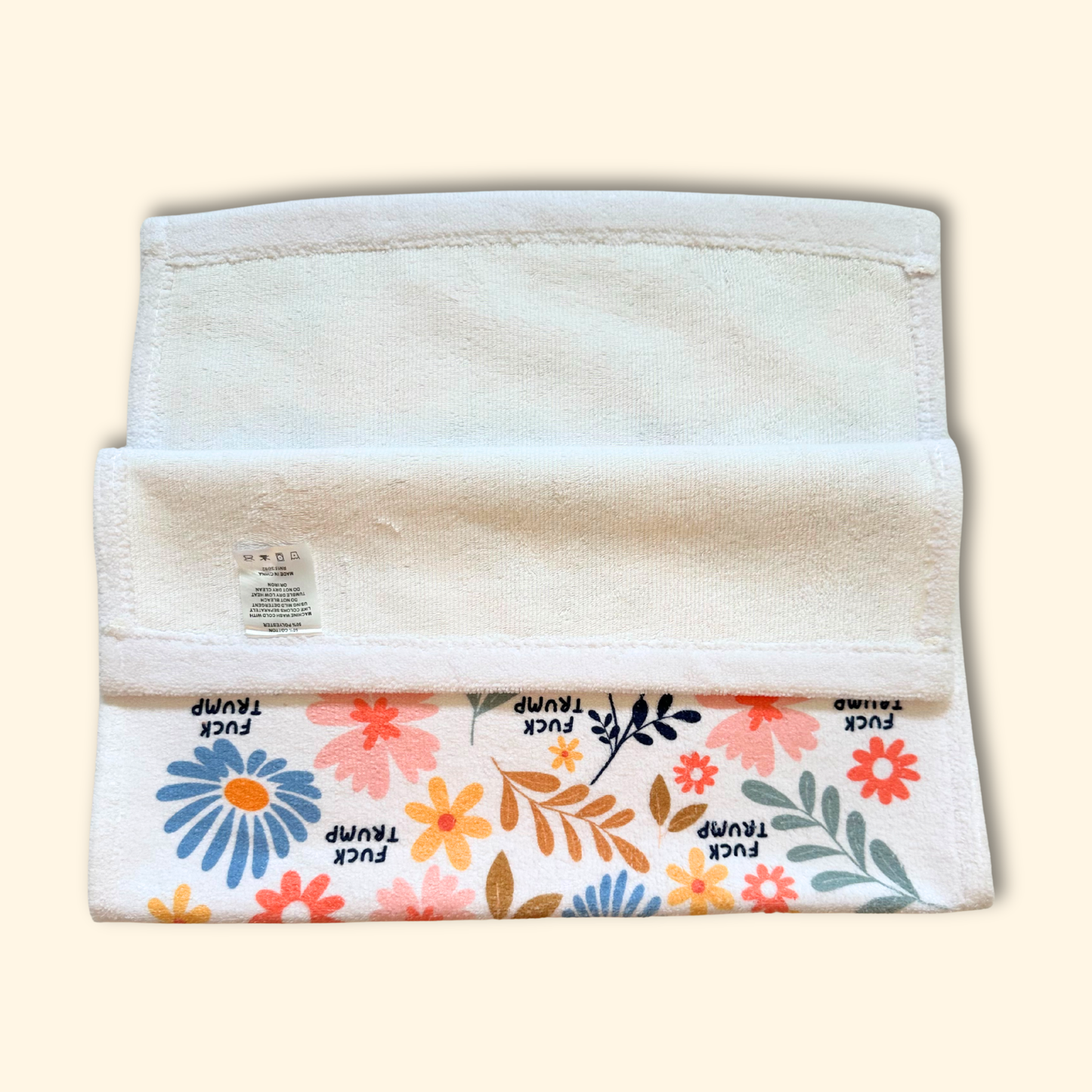 Subtle F*ck Trump Retro Flower Hand Towel