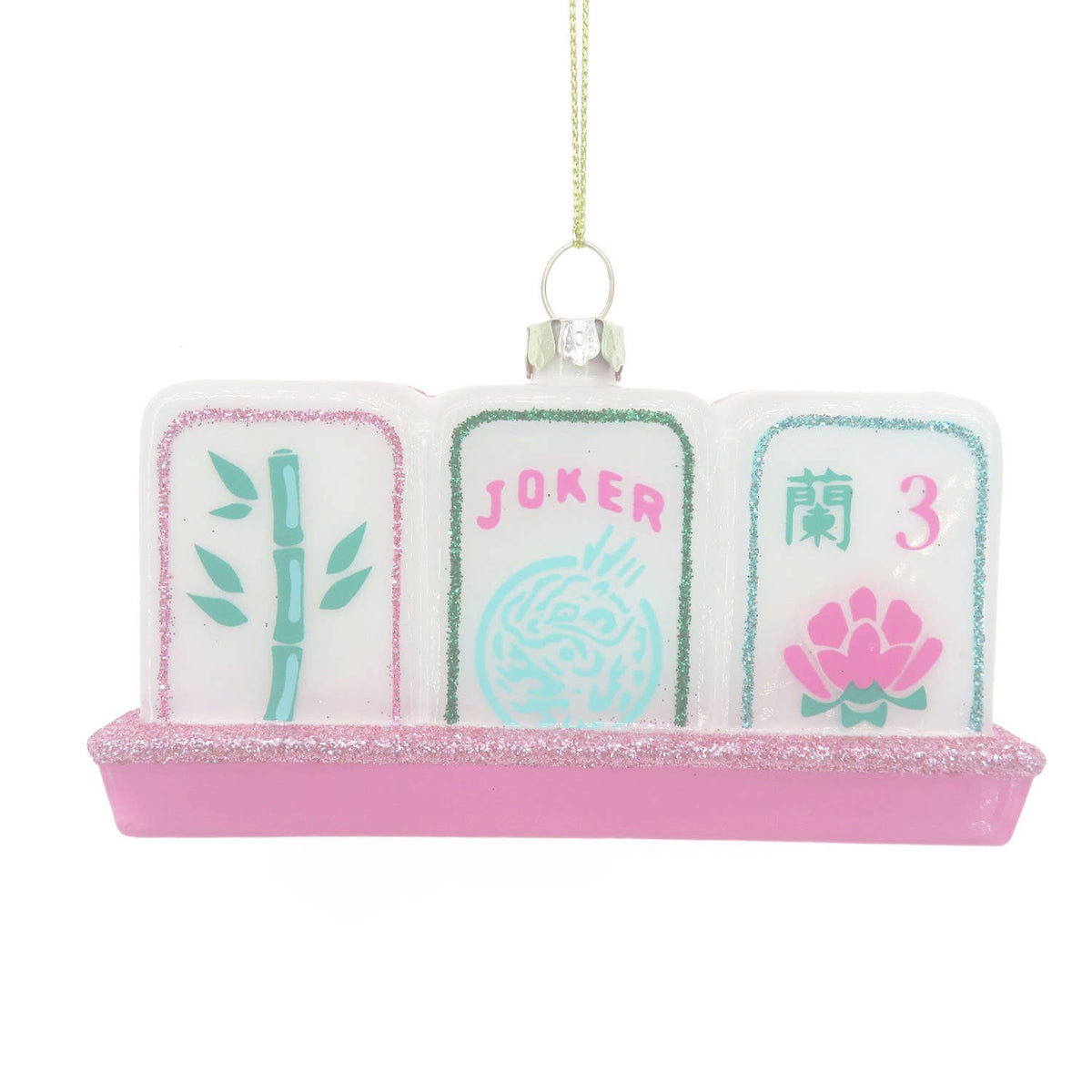 Mahjong Tile Hand-Painted Glass Ornament