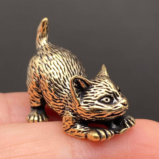Brass Lying Kitten Crafts Decoration Desktop Ornaments