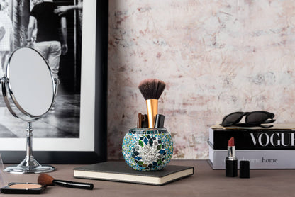 Mosaic Glass Candle Holders | Christmas Holiday Decor- multi-colored