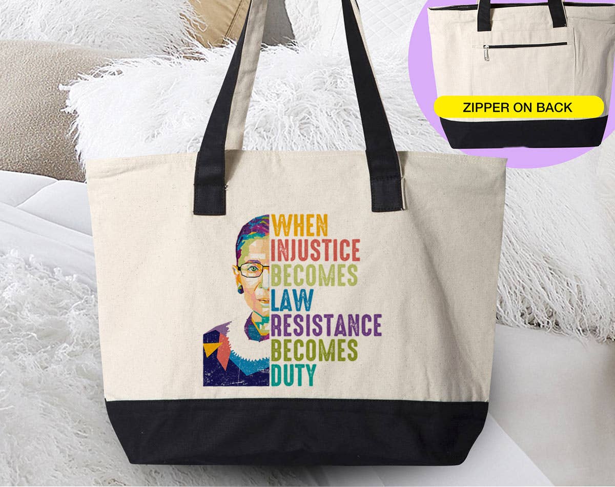 When Injustice Becomes Law - Political RBG Canvas Tote Bag
