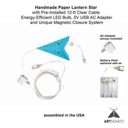 Twinkle Star 7 Point 9" Teal Paper Star Lantern Light