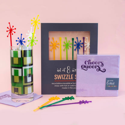 Cheers Queers Purple Foil Cocktail Napkin