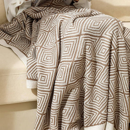 Geometric Diamond Check 50"x60" Throw Blanket with Tassel
