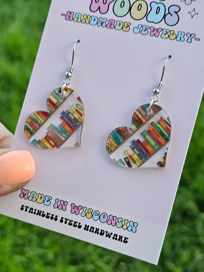 Bookish Heart Earrings
