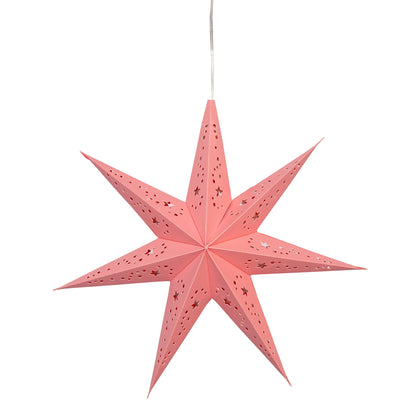 Twinkle Star 7 Point 9" Pink Paper Star Lantern Light