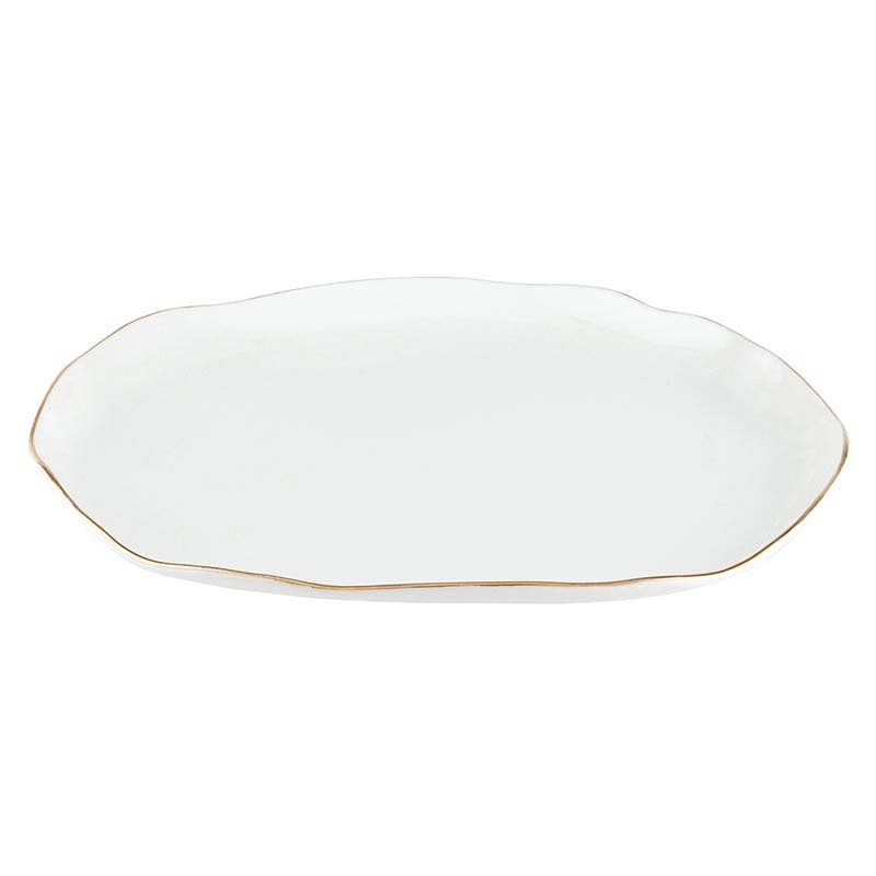Gold Rim Organic Tray - White + Gold