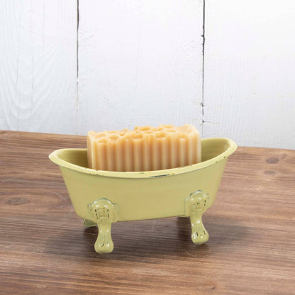 Yellow Distressed Enamel Bathtub Soap Dish