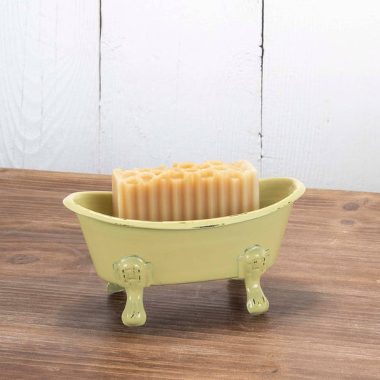 Yellow Distressed Enamel Bathtub Soap Dish