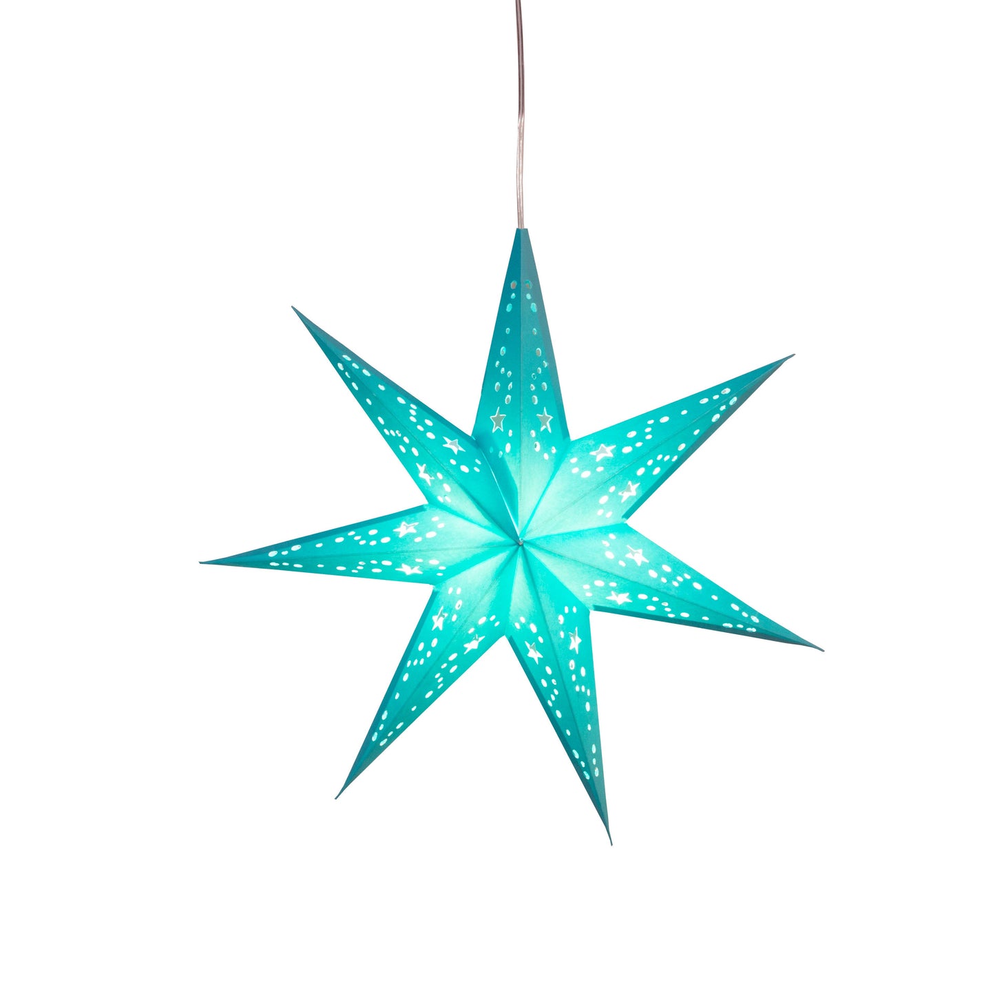 Twinkle Star 7 Point 9" Teal Paper Star Lantern Light