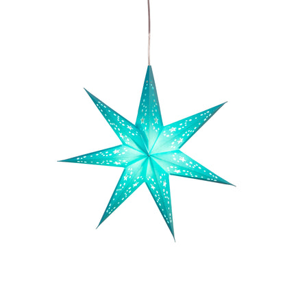 Twinkle Star 7 Point 9" Teal Paper Star Lantern Light