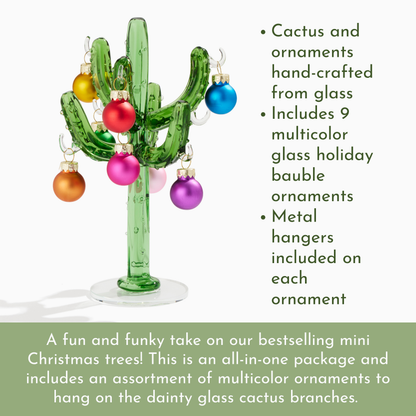 Mini Glass Cactus Tree w/Ornaments