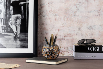 Mosaic Glass Candle Holders | Christmas Holiday Decor- multi-colored