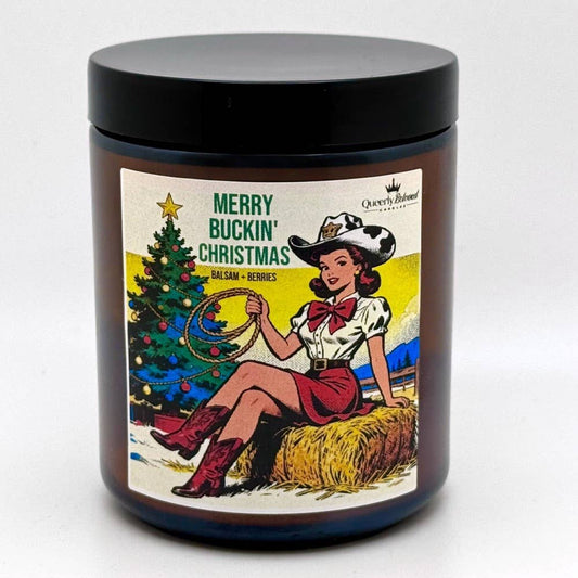 Queerly Beloved Holiday Candles- Merry Buckin' Christmas