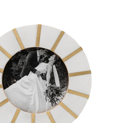 4x4 Photo Ansel Round Picture Frame Brass Inlay Resin