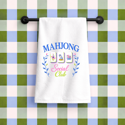 Mahjong gift Mahjong social club cute towel | blue