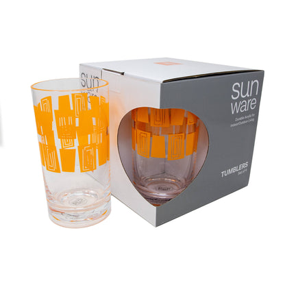 PSP-Tiki Acrylic Tumblers, Set of 4 (Orange)