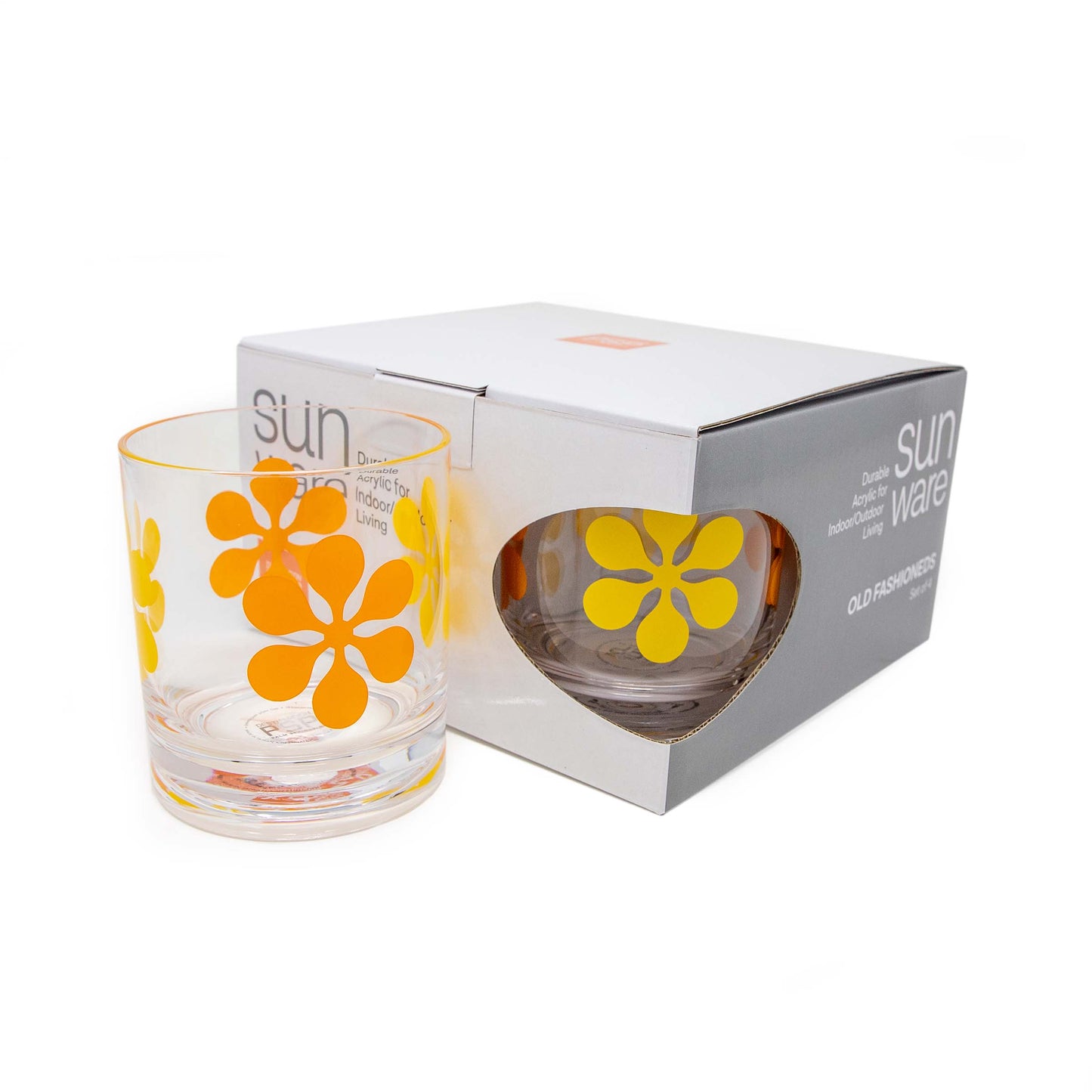 PSP-Modfest Acrylic Old Fashioned, Set of 4 (Yellow Orange)