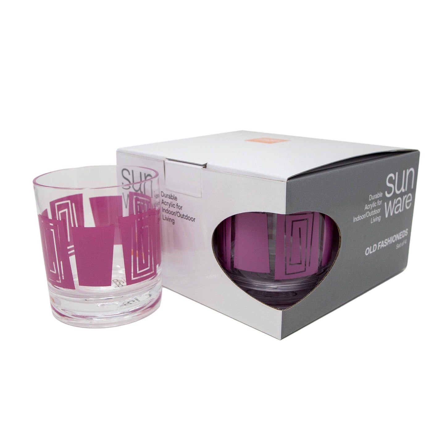 PSP-Tiki Acrylic Old Fashioned, Set of 4 (Purple)