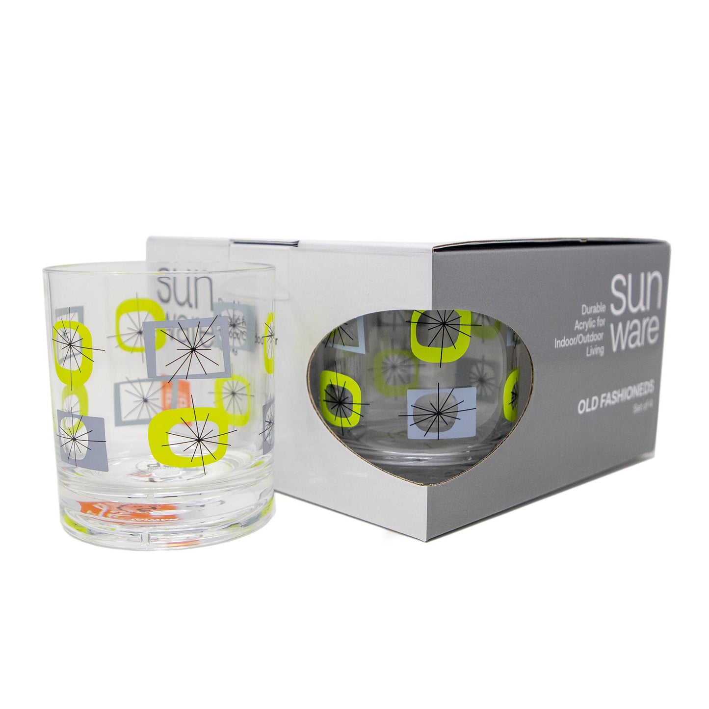 PSP-Acrylic Old Fashioned Atomic  Set of 4